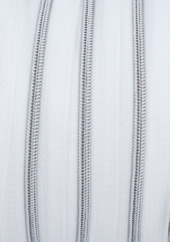 Endlosreißverschluss metallisiert schmal weiß/silber (1m)